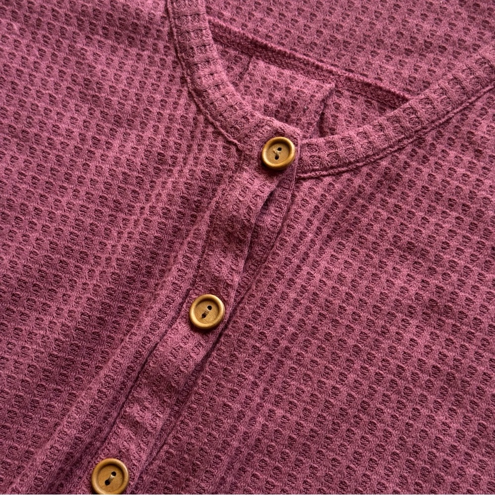 Grace & Lace Waffle Knit Button Up Long Sleeve Shirt - Picture 3 of 6